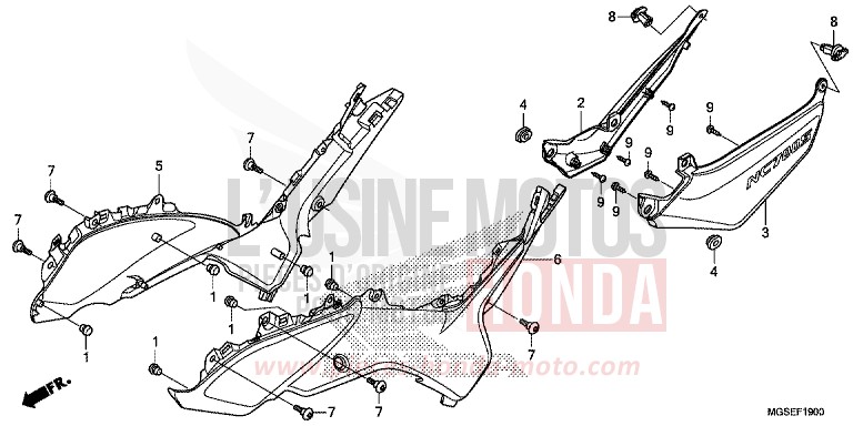 COUVERCLE LATERAL de NC700S DCT GRAPHITE BLACK (NHB01) 2013